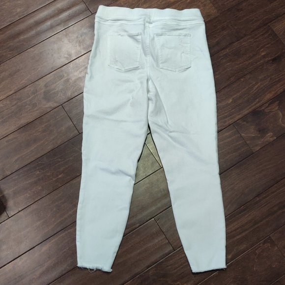 Spanx Pull On White Distressed Skinny Jeans With Frayed Ankle SIZE XL - Picture 4 of 6
